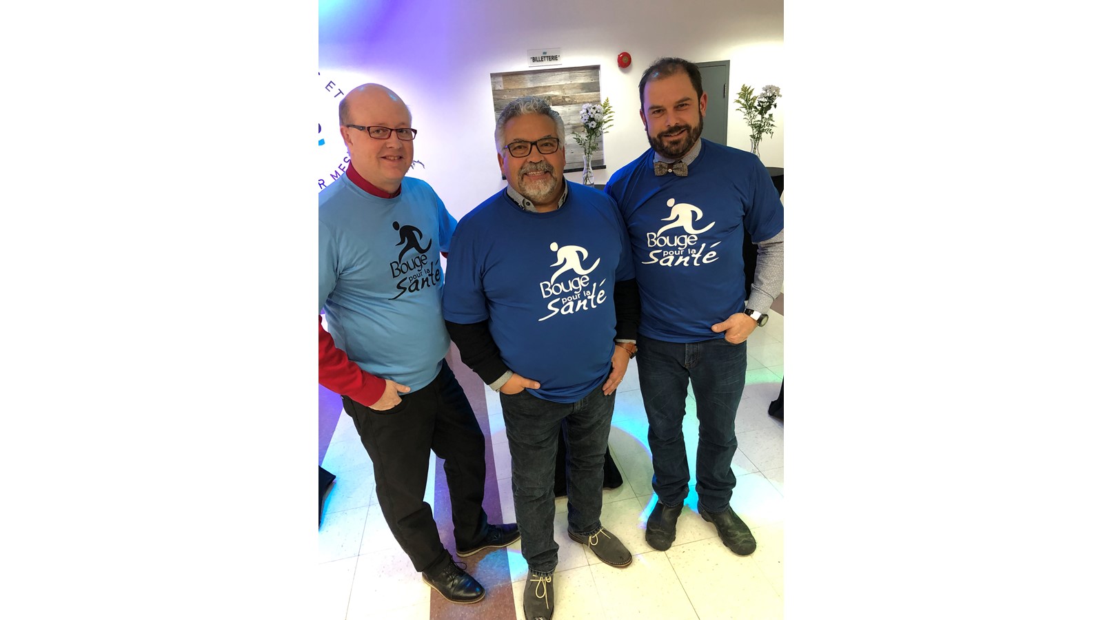 De gauche à droite: Hugues Grimard,  Pierre Saint-Aubin, et Martin Proulx, président de Bouge pour la santé Alliance Magnésium 