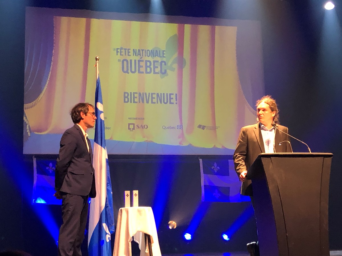 Etienne-Alexis Boucher, président de la Société nationale de l’Estrie, et Adam Rousseau, maire de Saint-François-Xavier-de-Brompton.