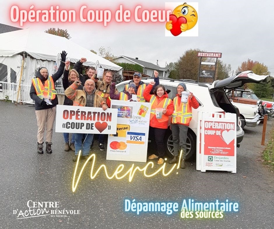 Une fois de plus cette année, le centre d’action bénévole des Sources tenait ses points de collectes de dons volontaires dans les rues de divers secteurs de la MRC, dans le cadre de son opération « Coup de Cœur 2023 . 